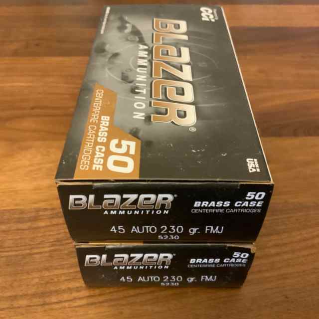 Blazer 45 Auto 230gr FMJ, 100 rounds