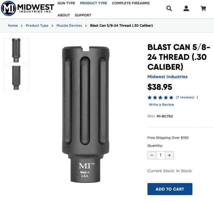 Midwest Industries Blast Can 5/8-24 threads
