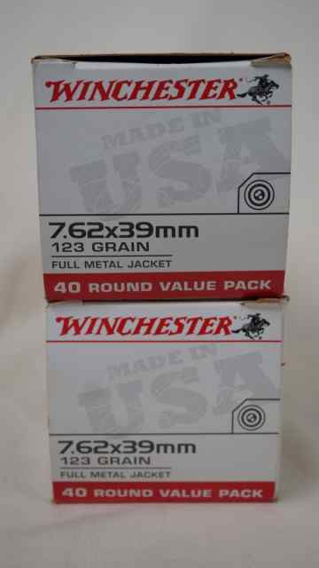 80 Rounds Winchester 7.62x39mm 123 gr FMJ