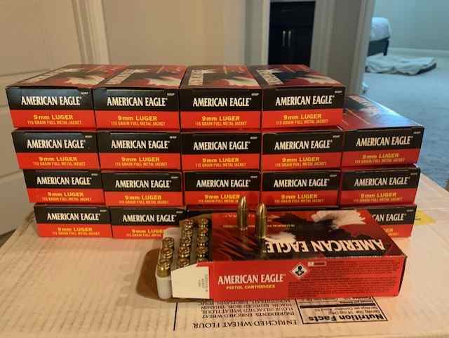 1000 rounds American Eagle 115GR 9MM FMJ