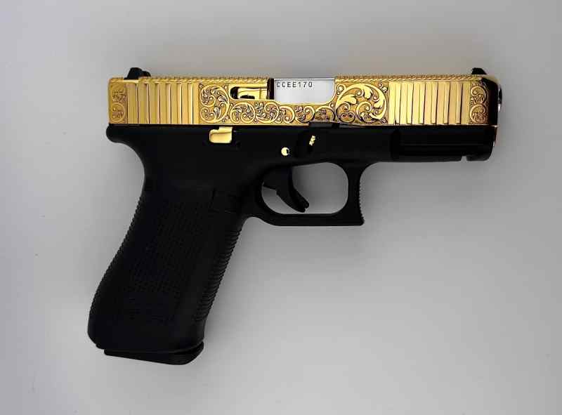 24K Gold plated/engraved glock 45