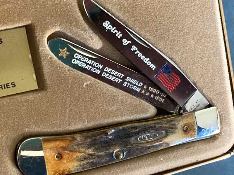 RARE CASE KNIFE 1889-1989 STAG DESERTSTORM TRAPPER