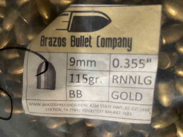9mm 115gr Round Nose Bevel Base No Groove 889ct