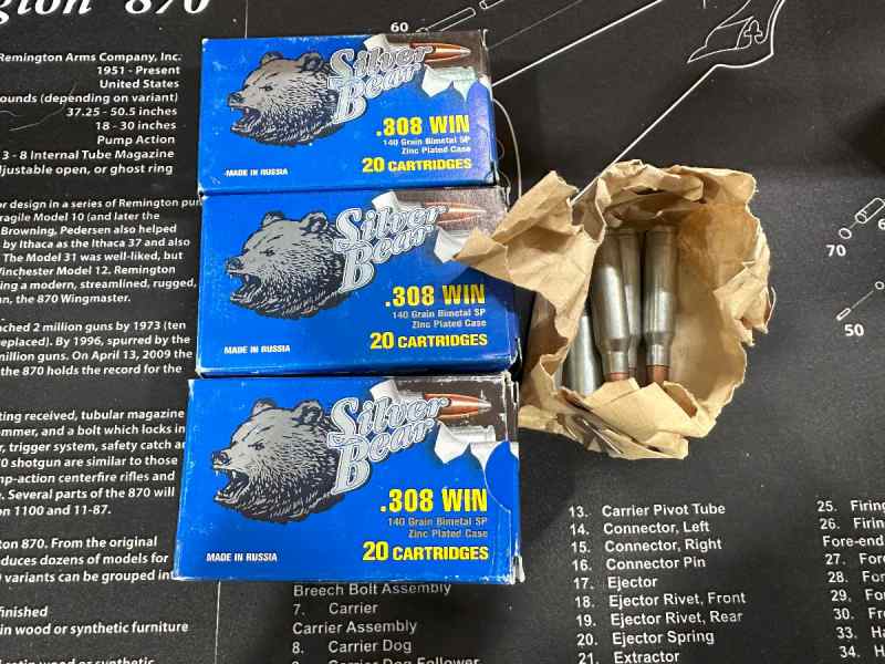 Silver Bear .308win 140GR SP, 65 rounds