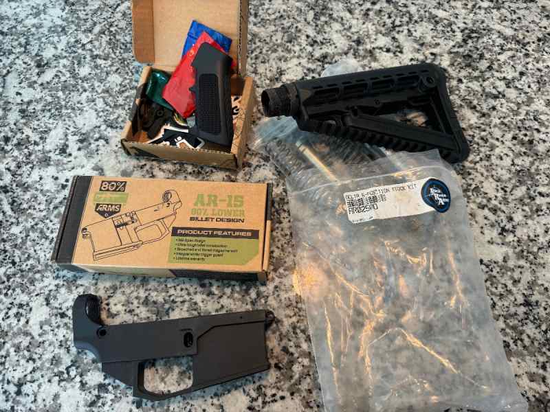 80% AR-15 Lower, CMMG Lower Parts Kit, Stock kit