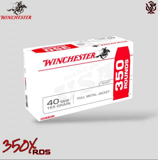 Winchester .40 S&amp;W 165gr FMJ Ammo - 350Rds