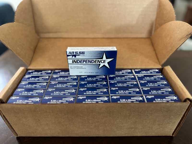 Independence AR 5.56 Centerfire Rifle Cartridges