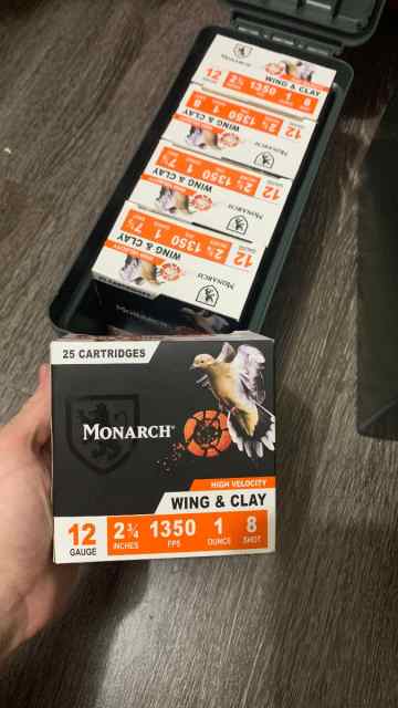 Monarch wing and clay birdshot 12 GA 2 3/4 inch 