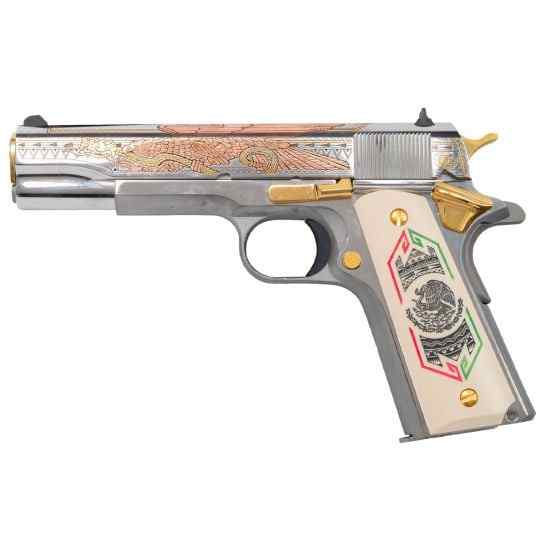 Colt Government 1911 Classic 9rd .38 Super Pistol w Mexican Flag.jpg