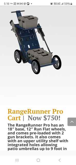 Range runner pro gun cart,  new two gun cart